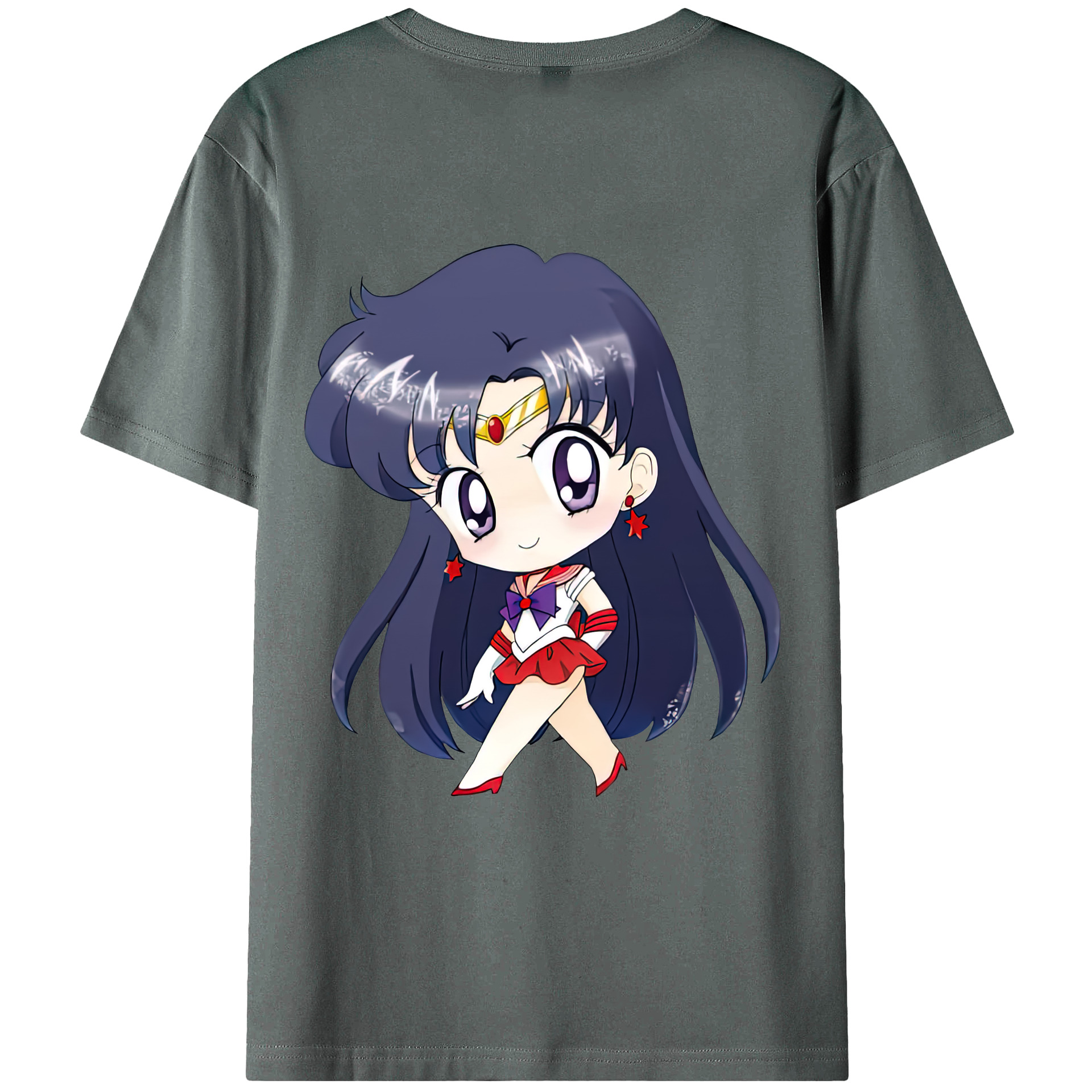 （画像用） 美少女戦士セーラームーン 火野レイ ひの レイ Sailor Moon Hino Rei （セーラーマーズ,Sailor Mars） 綿100％ メンズ半袖Tシャツ（バックプリント） 通気性